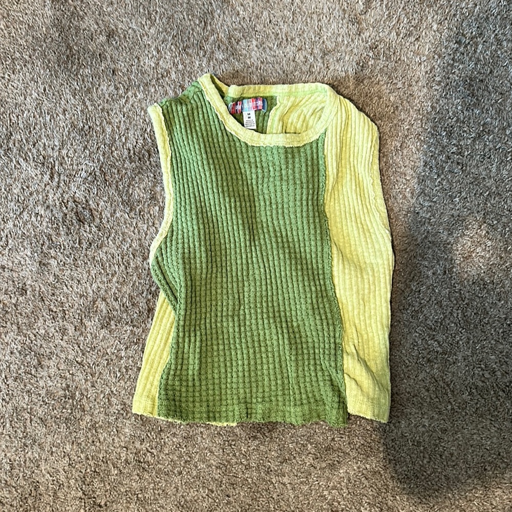 Green urban outfitter thermal patchwork tank top